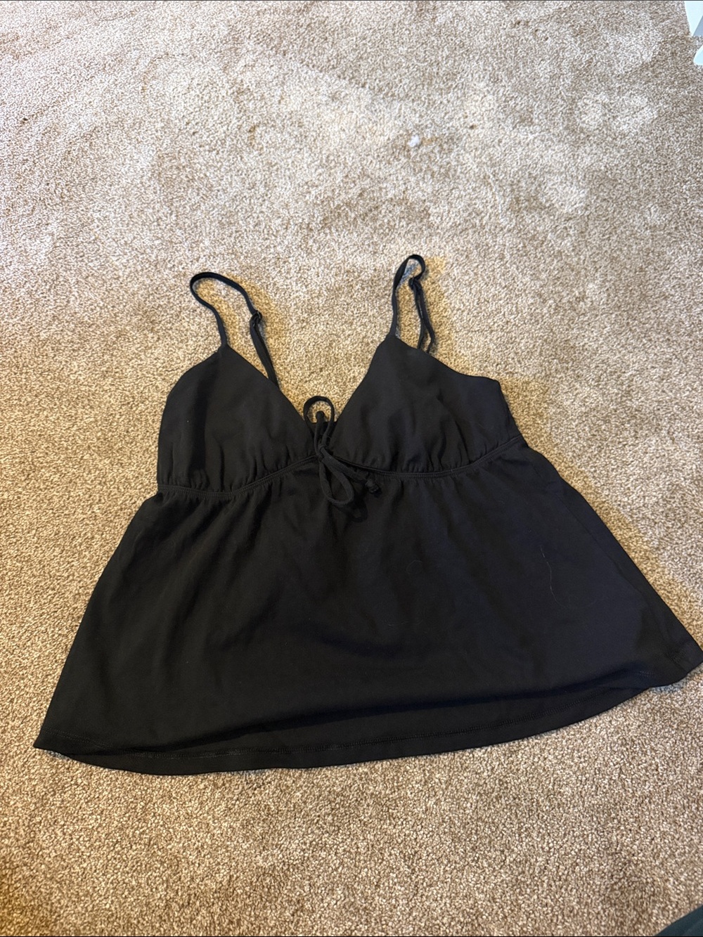 Sunday Best Black Tie-Front Spaghetti Strap Camisole